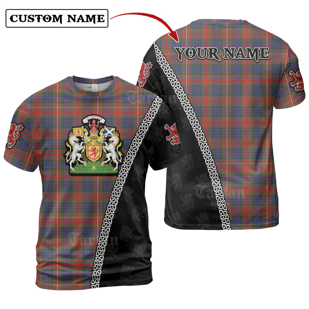 Fraser Hunting Modern Tartan Shirt with Scotland Coat of Arms & Custom Name RF80