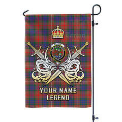 Custom Name Clan Fraser Hunting Modern Tartan Garden Flag with Clan Crest and the Golden Sword of Courageous Legacy GD20