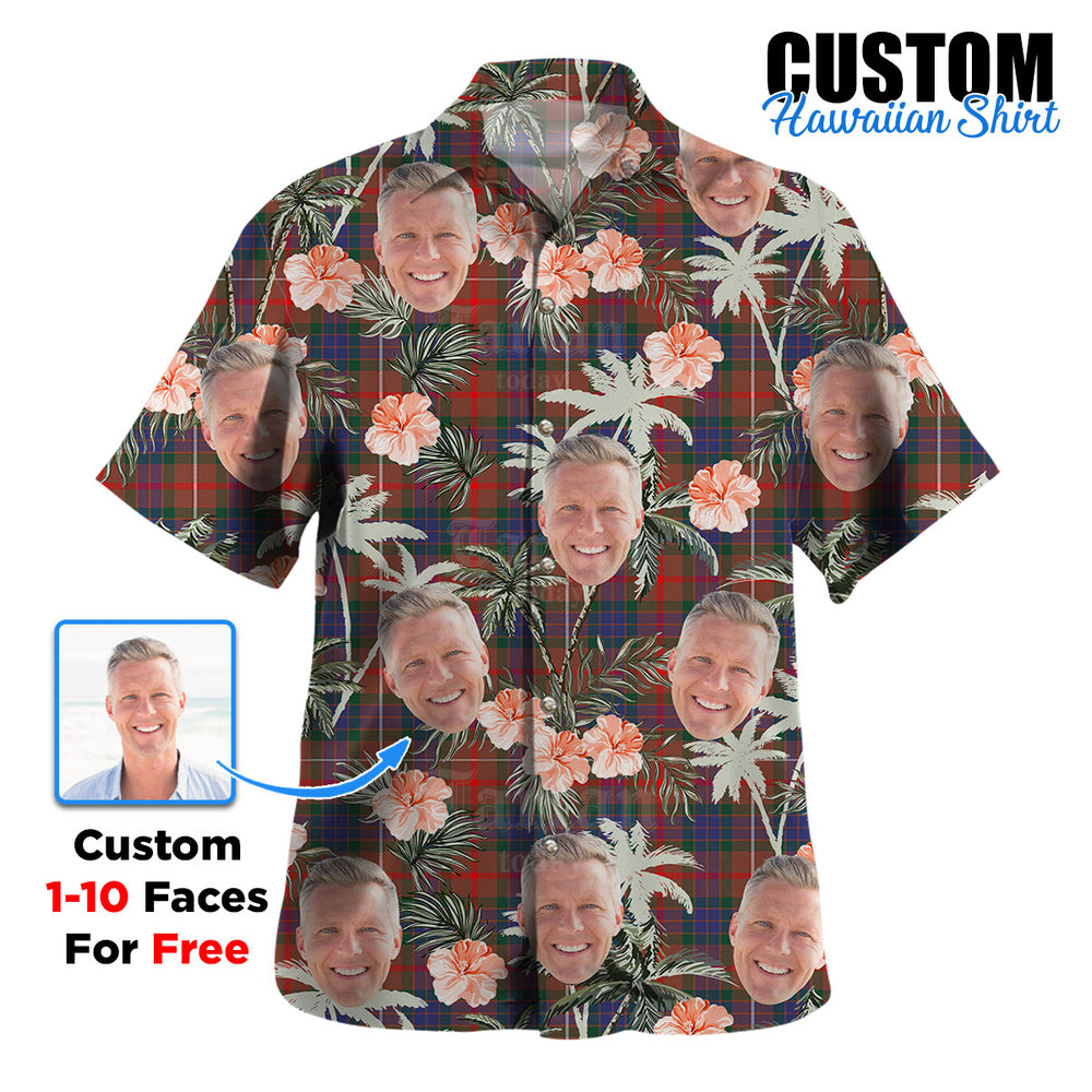 Clan Fraser Hunting Modern Tartan Custom Face Hawaiian Shirt – Unisex Gift for Family Members, Summer Party BF99 Fraser Hunting Modern Tartan Tartan Hawaii Shirt
