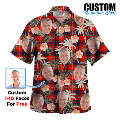 Clan Fraser Modern Tartan Custom Face Hawaiian Shirt – Unisex Gift for Family Members, Summer Party FA95 Fraser Modern Tartan Tartan Hawaii Shirt
