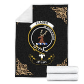 Clan Fraser (of Lovat) Crest Tartan Premium Blanket Black FA99 Clan Fraser Tartan Today