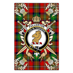 Clan Fullerton Tartan Crest Black Garden Flag - Gold Thistle ZU10 Clan Fullarton/Fullerton Tartan Today
