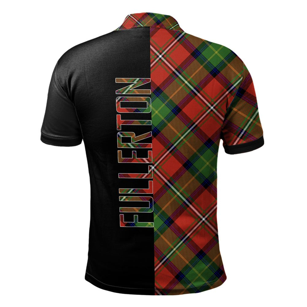 Clan Fullerton Tartan Polo Shirt Half of Me - Cross Style TI12 Fullerton Tartan Tartan Polo