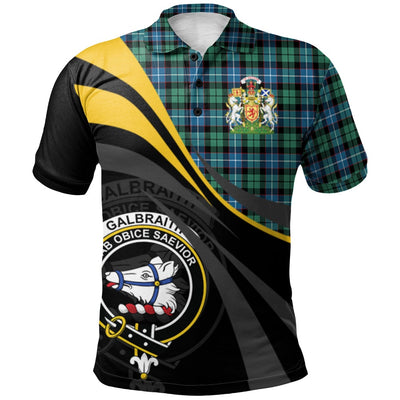 Clan Galbraith Ancient Tartan Polo Shirt - Royal Coat Of Arms Style