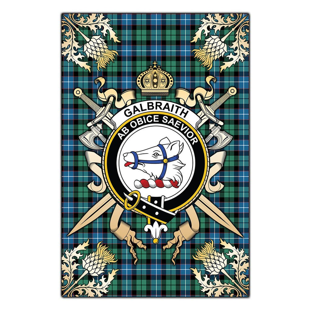 Clan Galbraith Ancient Tartan Crest Black Garden Flag - Gold Thistle SO51 Clan Rait Tartan Today