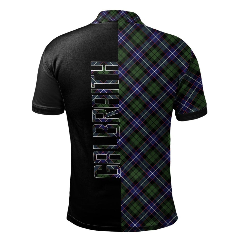 Clan Galbraith Modern Tartan Polo Shirt Half of Me - Cross Style MP98 Galbraith Modern Tartan Tartan Polo