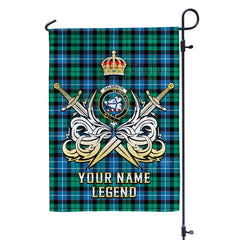 Custom Name Clan Galbraith Ancient Tartan Garden Flag with Clan Crest and the Golden Sword of Courageous Legacy BH36