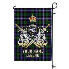 Custom Name Clan Galbraith Modern Tartan Garden Flag with Clan Crest and the Golden Sword of Courageous Legacy HN16