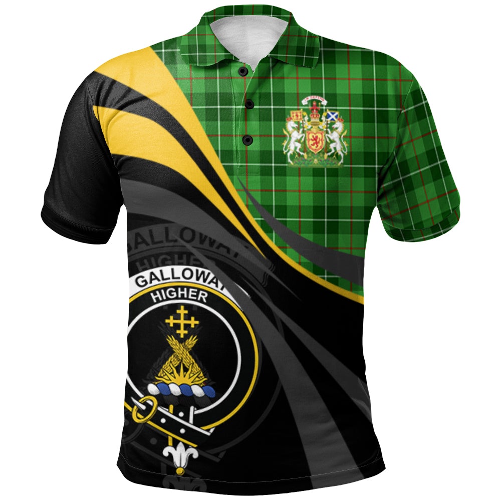 Clan Galloway Tartan Polo Shirt - Royal Coat Of Arms Style RF38 Galloway Tartan Tartan Polo