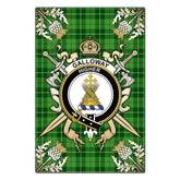 Clan Galloway Tartan Crest Black Garden Flag - Gold Thistle MK94 Clan Galloway Tartan Today