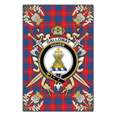 Clan Galloway Red Tartan Crest Black Garden Flag - Gold Thistle CG11 Clan Galloway Tartan Today