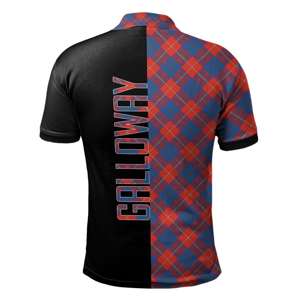 Clan Galloway Red Tartan Polo Shirt Half of Me - Cross Style GQ66 Galloway Red Tartan Tartan Polo