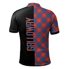 Clan Galloway Red Tartan Polo Shirt Half of Me - Cross Style GQ66 Galloway Red Tartan Tartan Polo