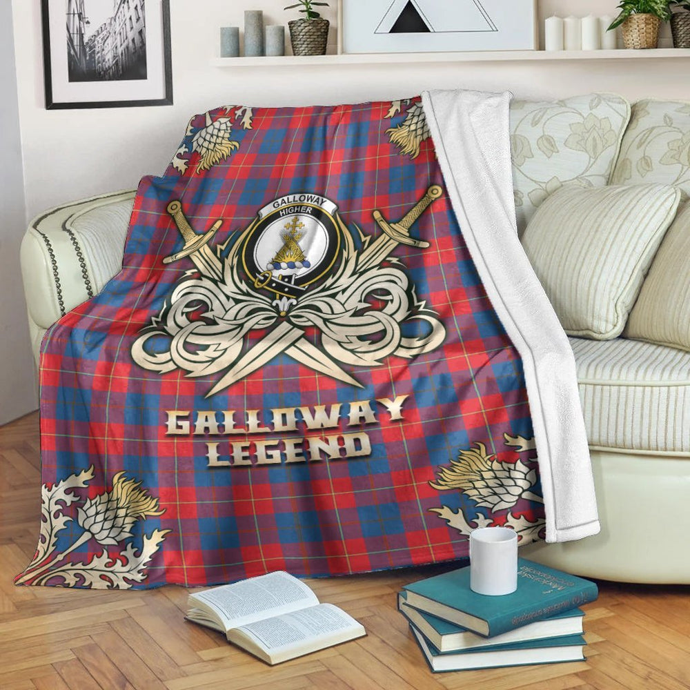 Clan Clan Galloway Red Tartan Gold Courage Symbol Blanket VZ61 Clan Galloway Tartan Today