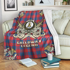 Clan Clan Galloway Red Tartan Gold Courage Symbol Blanket VZ61 Clan Galloway Tartan Today