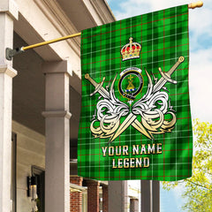 Custom Name Clan Galloway District Tartan Garden Flag with Clan Crest and the Golden Sword of Courageous Legacy UE80