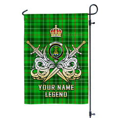 Custom Name Clan Galloway District Tartan Garden Flag with Clan Crest and the Golden Sword of Courageous Legacy UE80
