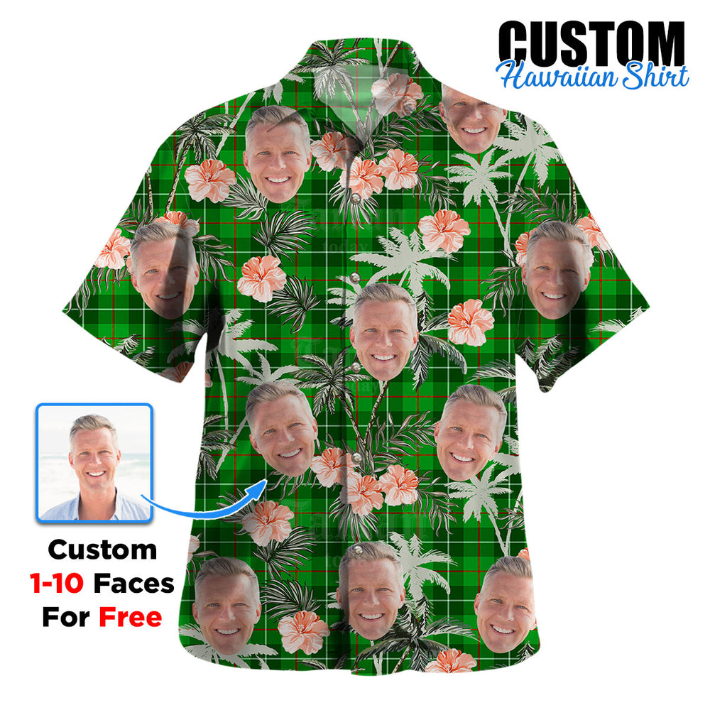Clan Galloway District Tartan Custom Face Hawaiian Shirt – Unisex Gift for Family Members, Summer Party AV61 Galloway District Tartan Tartan Hawaii Shirt