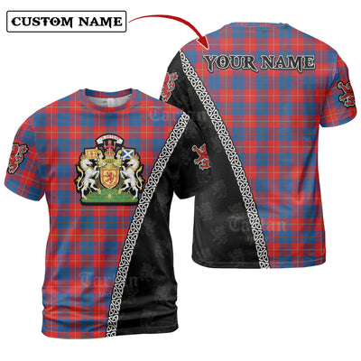 Personalized Clan Galloway Red Tartan Shirt with Scotland Coat of Arms & Custom Name