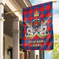Custom Name Clan Galloway Red Tartan Garden Flag with Clan Crest and the Golden Sword of Courageous Legacy BP26