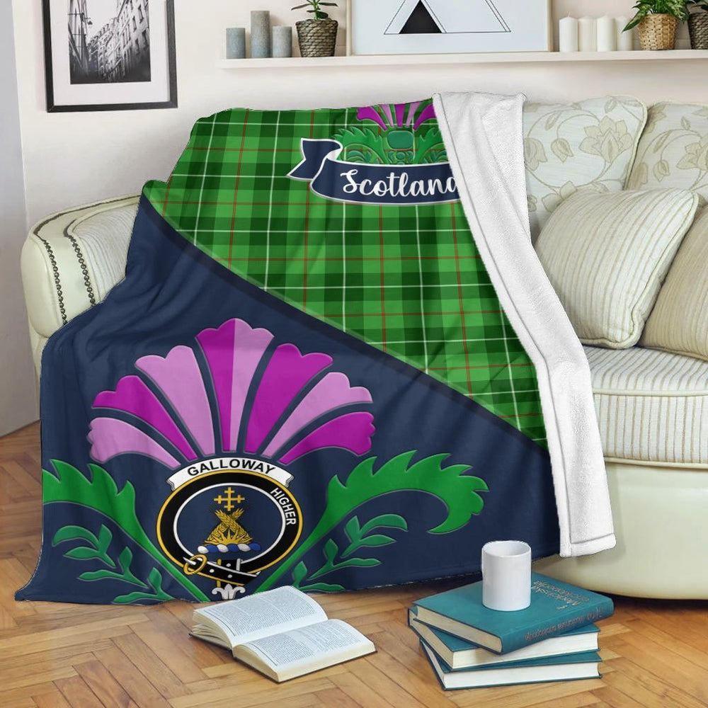Clan Galloway Tartan Crest Premium Blanket Thistle Style QJ99 Clan Galloway Tartan Today