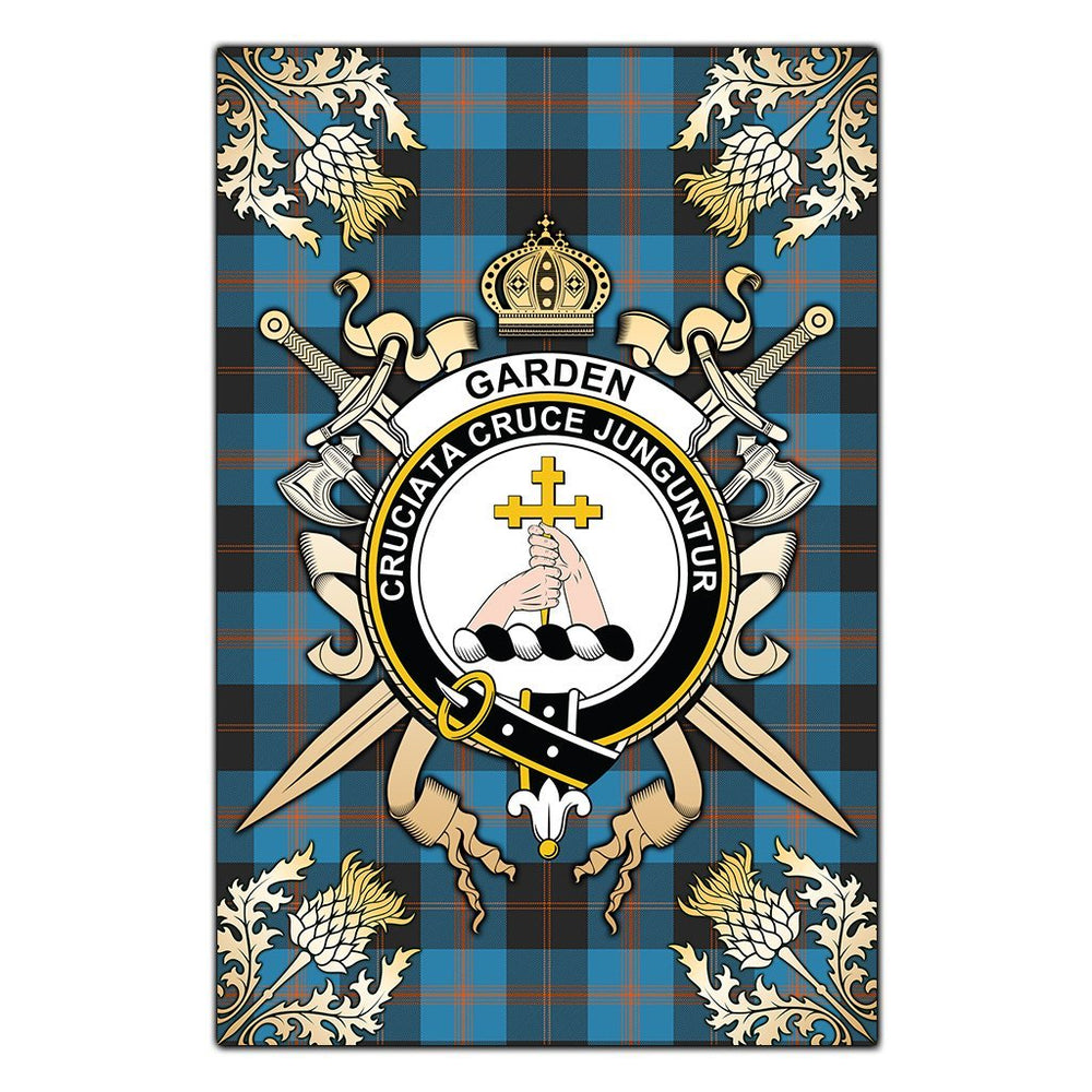 Clan Garden Tartan Crest Black Garden Flag - Gold Thistle HZ48 Garden Tartan (Clan Garden) Tartan Today