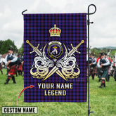 Personalized Custom Name Clan Garden Tartan Garden Flag with Clan Crest and the Golden Sword of Courageous Legacy TA61 - Garden Tartan Design, Scottish Heritage Gift