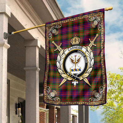 Clan Carnegie Modern Tartan Crest Garden Flag - Celtic Thistle MB45