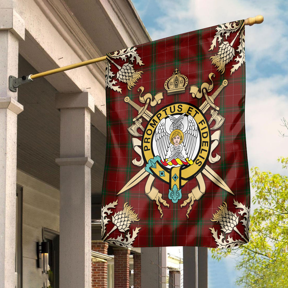 Clan Carruthers Tartan Crest Black Garden Flag - Gold Thistle WS12 Clan Carruthers Tartan Today
