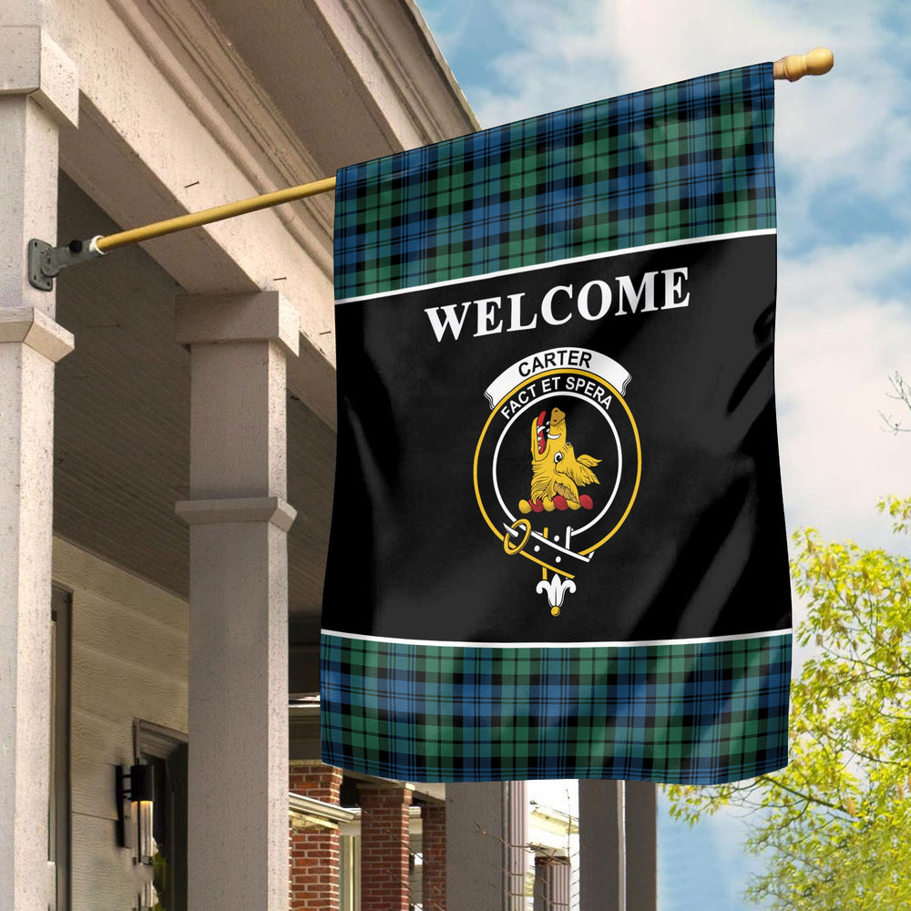 Clan Carter Tartan Crest Black Garden Flag OX48 Clan Hall Tartan Today