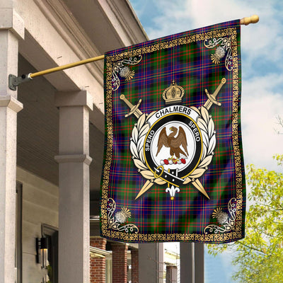 Clan Chalmers (Balnacraig) Tartan Crest Garden Flag - Celtic Thistle