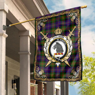 Clan Chalmers Tartan Crest Garden Flag - Celtic Thistle