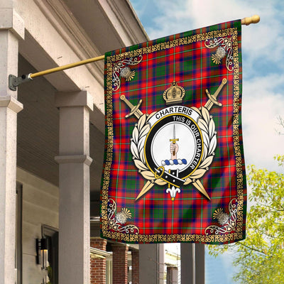 Clan Charteris (Earl of Wemyss) Tartan Crest Garden Flag - Celtic Thistle