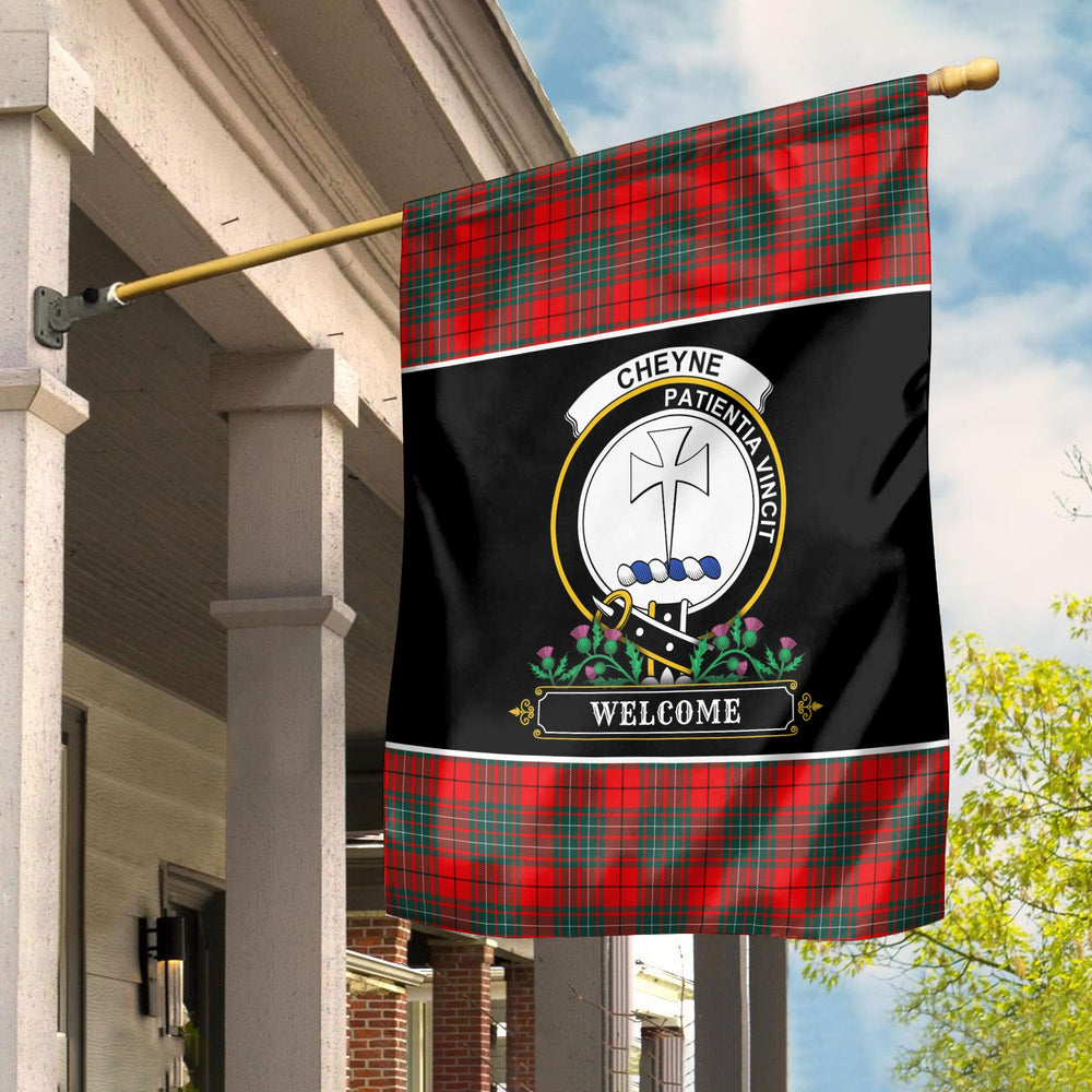 Clan Cheyne Tartan Crest Garden Flag - Welcome JF65 Clan Cheyne Tartan Today