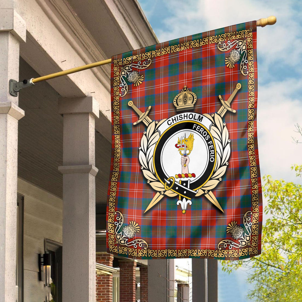 Clan Chisholm Ancient Tartan Crest Garden Flag - Celtic Thistle XA80 Clan Chisholm Tartan Today