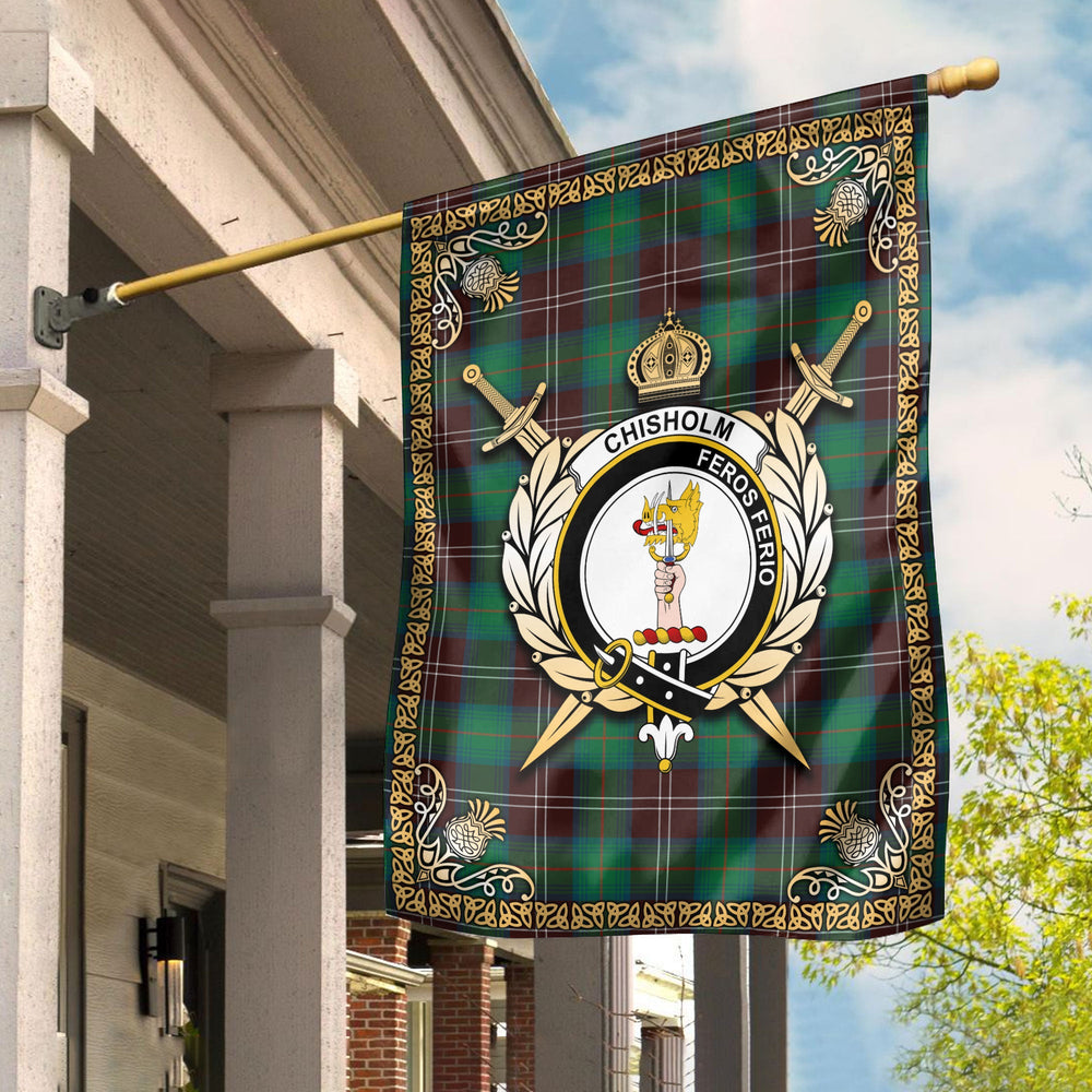 Clan Chisholm Hunting Ancient Tartan Crest Garden Flag - Celtic Thistle VJ90 Clan Chisholm Tartan Today