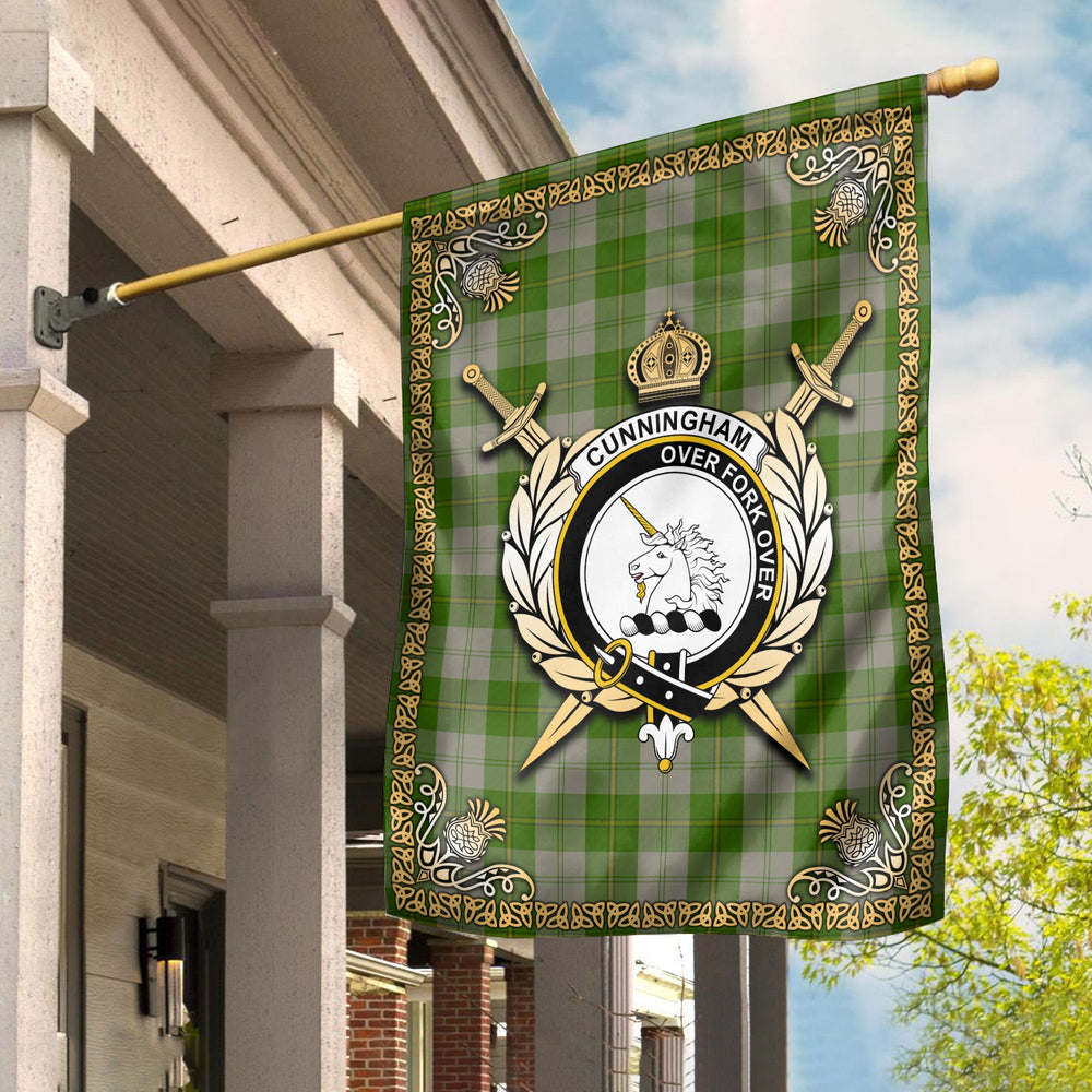 Clan Cunningham Dress Green Dancers Tartan Crest Garden Flag - Celtic Thistle QP97 Clan Cunningham Tartan Today