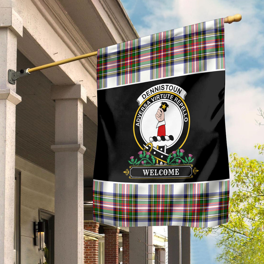 Clan Dennistoun Tartan Crest Garden Flag - Welcome VH32 Clan Dennistoun Tartan Today
