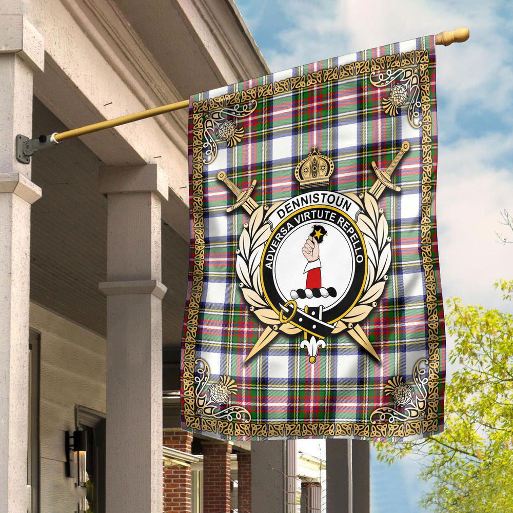 Clan Dennistoun Tartan Crest Garden Flag - Celtic Thistle OJ43 Clan Dennistoun Tartan Today