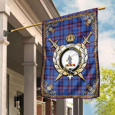 Clan Elliott Modern Tartan Crest Garden Flag - Celtic Thistle