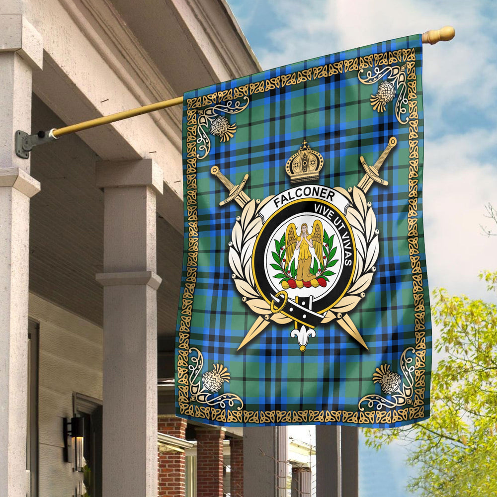 Clan Falconer Tartan Crest Garden Flag - Celtic Thistle SX22 Clan Falconer Tartan Today