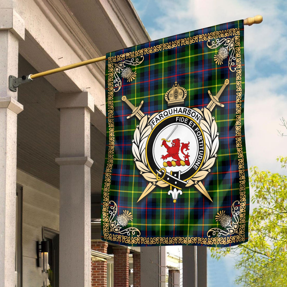 Clan Farquharson Modern Tartan Crest Garden Flag - Celtic Thistle YR99 Clan Farquharson Tartan Today