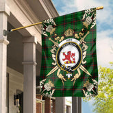 Clan Fife District Tartan Crest Black Garden Flag - Gold Thistle EP86 Clan Garden Tartan Today