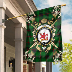 Clan Fife District Tartan Crest Black Garden Flag - Gold Thistle EP86 Clan Garden Tartan Today