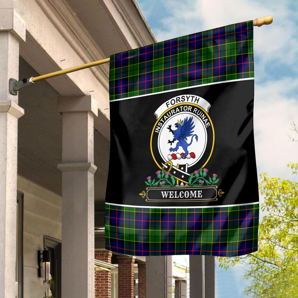 Clan Forsyth Modern Tartan Crest Garden Flag - Welcome YW34 Clan Forsyth Tartan Today