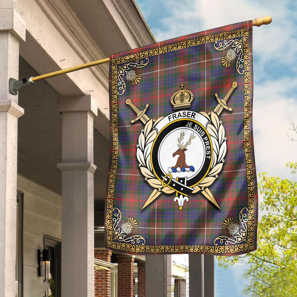 Clan Fraser (of Lovat) Hunting Modern Tartan Crest Garden Flag - Celtic Thistle ST57 Clan Fraser Tartan Today