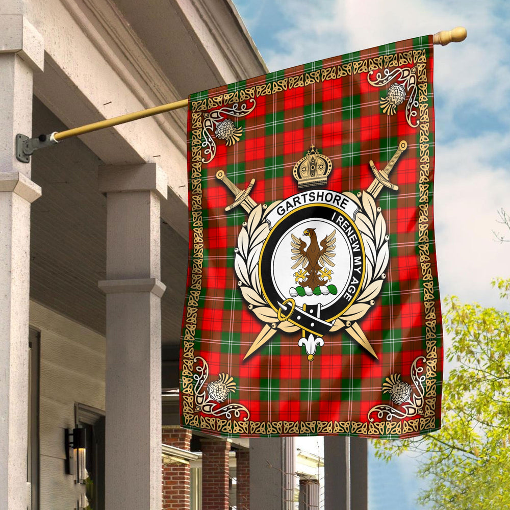 Clan Gartshore Tartan Crest Garden Flag - Celtic Thistle RI25 Clan Gartshore Tartan Today