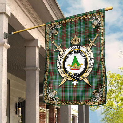 Clan Gayre Tartan Crest Garden Flag - Celtic Thistle