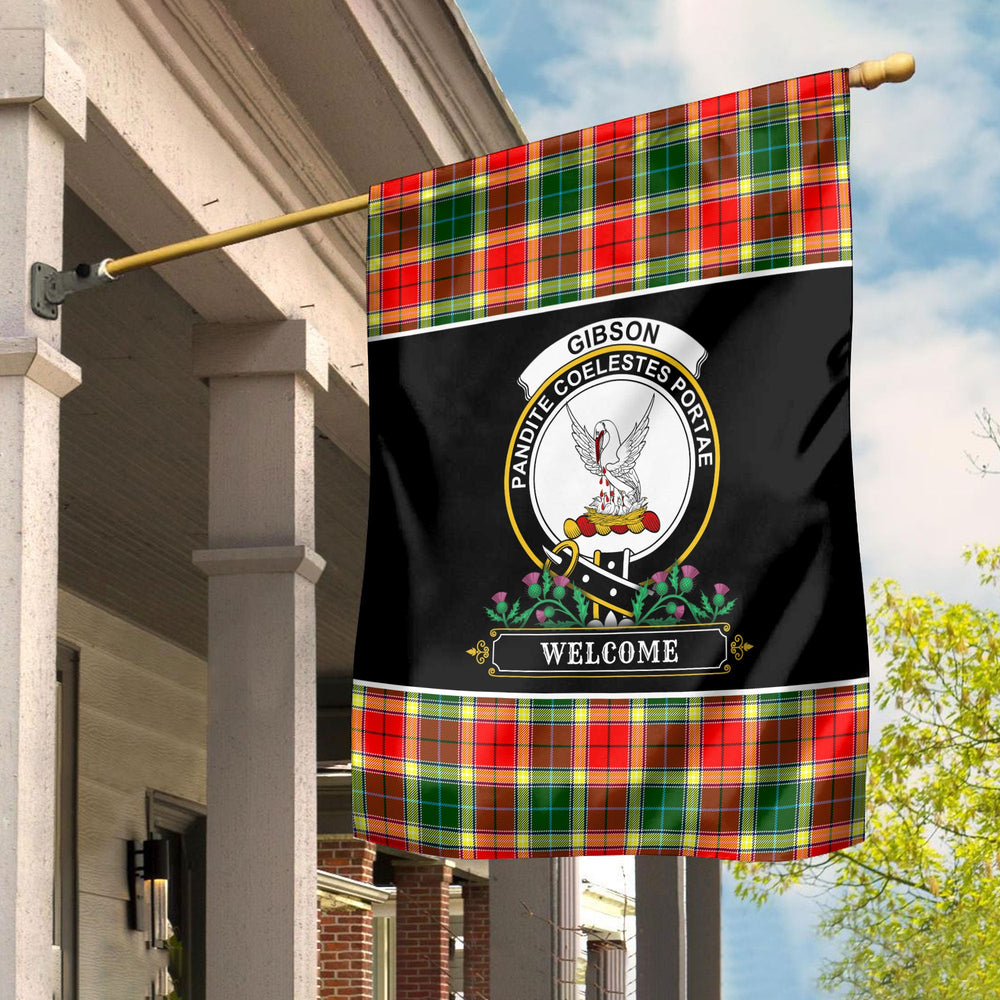Clan Gibson Tartan Crest Garden Flag - Welcome PR87 Clan Garden Tartan Today