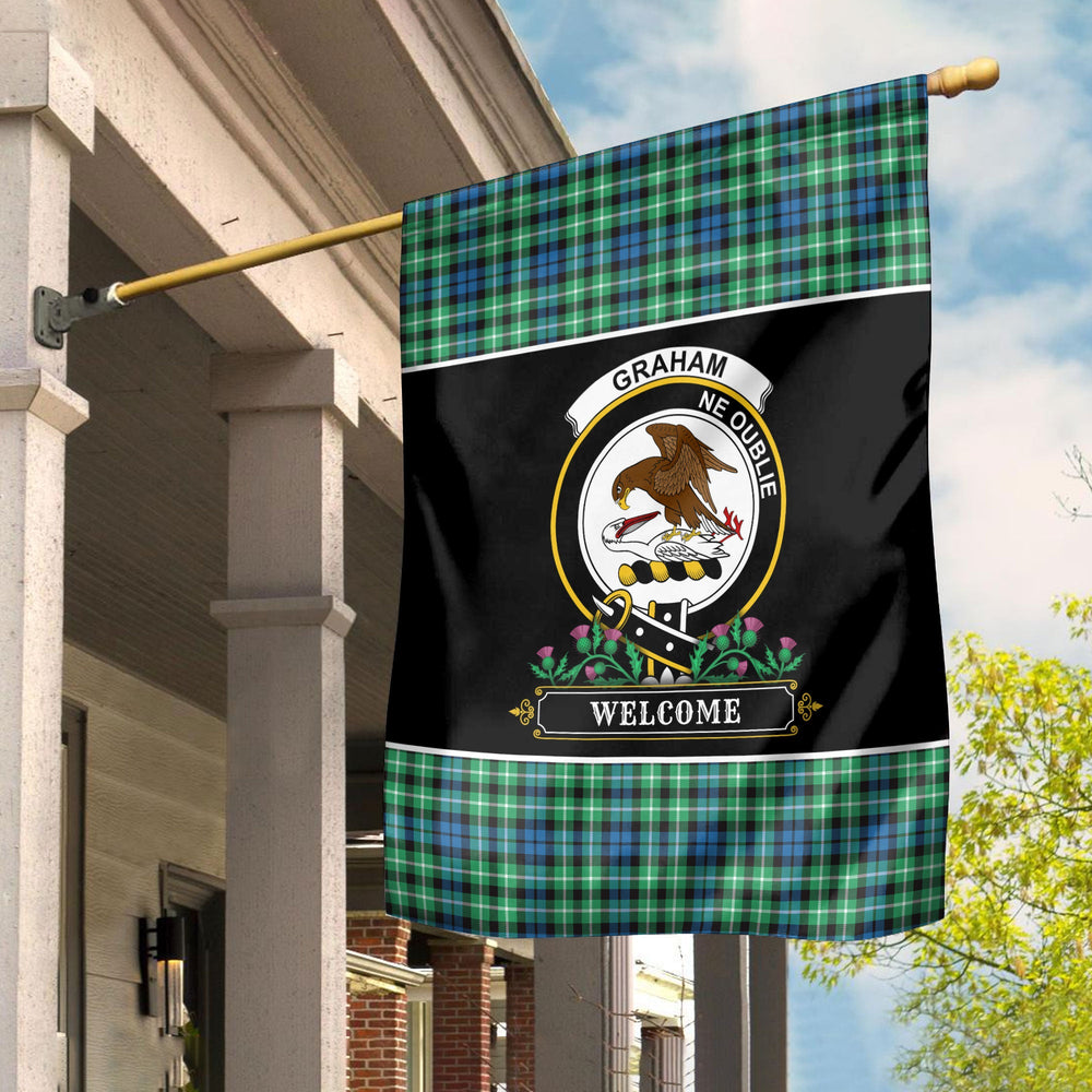 Clan Graham of Montrose Ancient Tartan Crest Garden Flag - Welcome SG72 Clan Rose Tartan Today